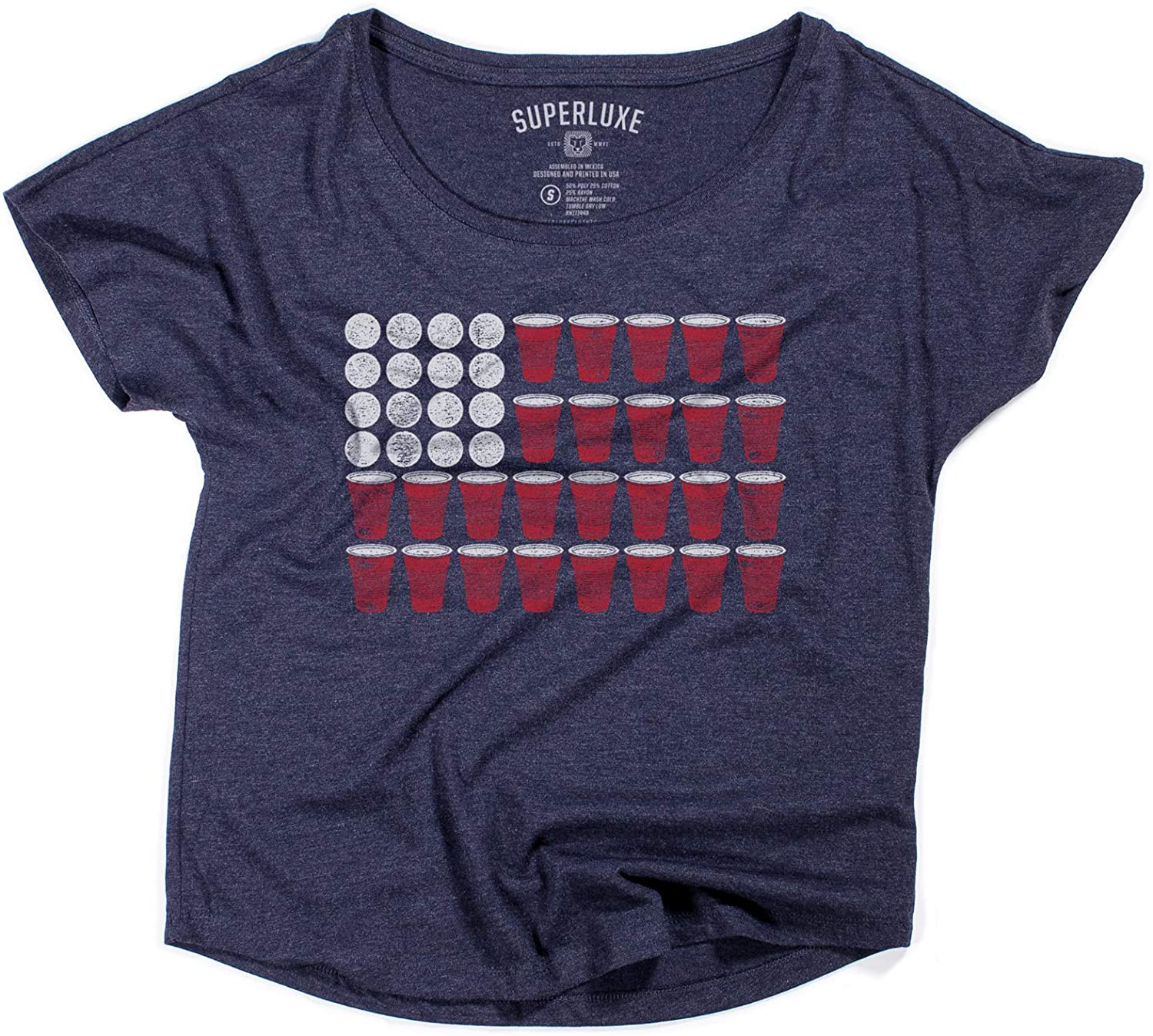 4th Of July Beer Pong Flag Tri-Blend Dolman T-Shirt