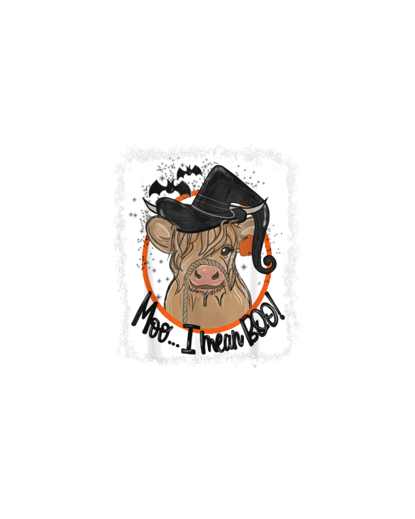 Moo I Mean Boo Ghost Witch Cow Bleached Funny Halloween T-Shirt