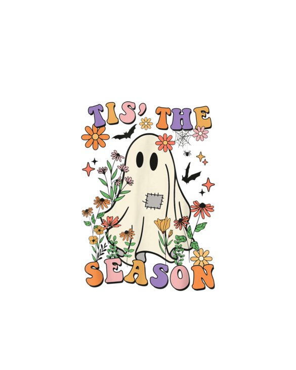 Tis' The Season Retro Halloween Party Funny Ghost Pumpkin T-Shirt