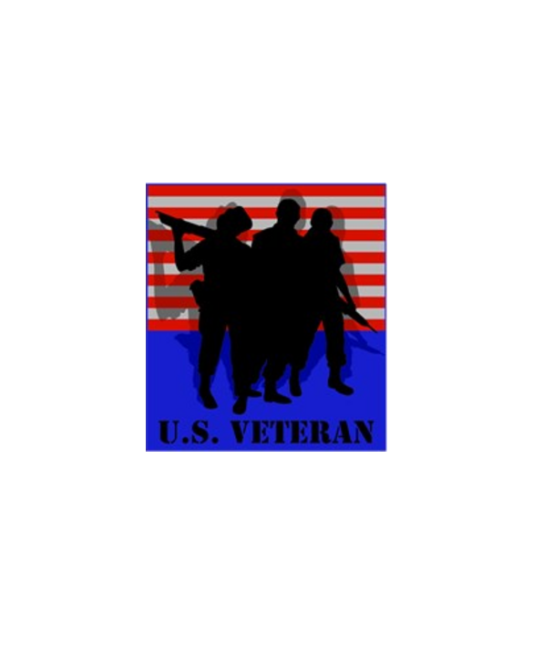 U.S. Veteran black silhouette of soldiers on flag