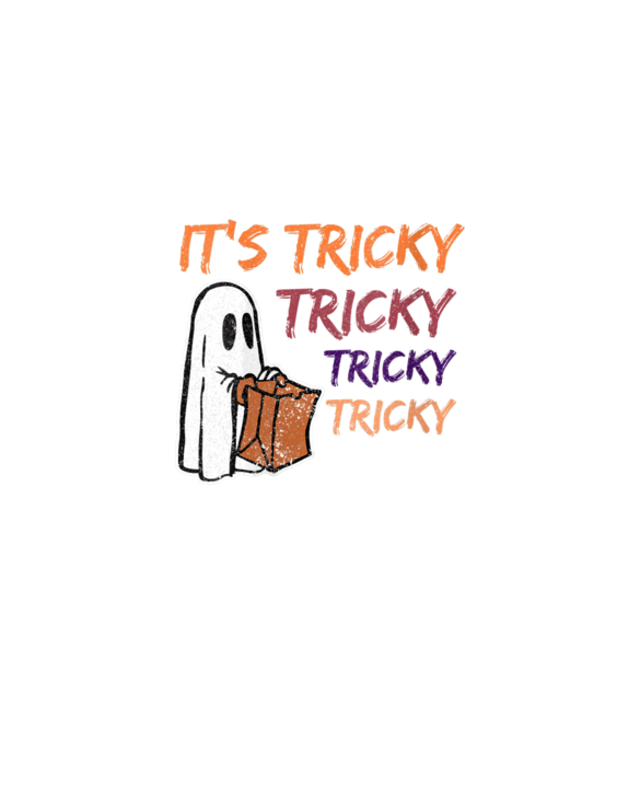 Womens Funny Halloween Boo It's Tricky Tricky Tricky V-Neck T-Shirt