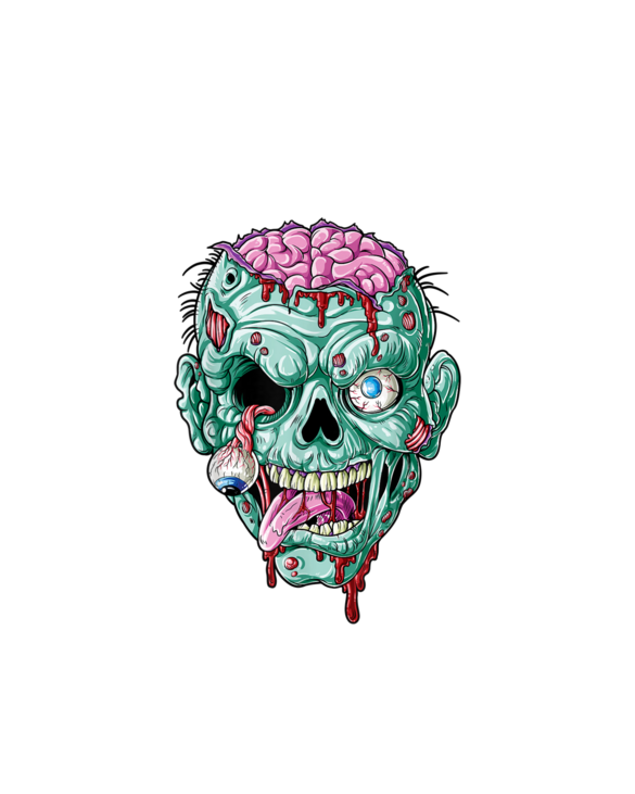 Zombie Face Brain Halloween Boys Men Women Girls Scary Funny T-Shirt