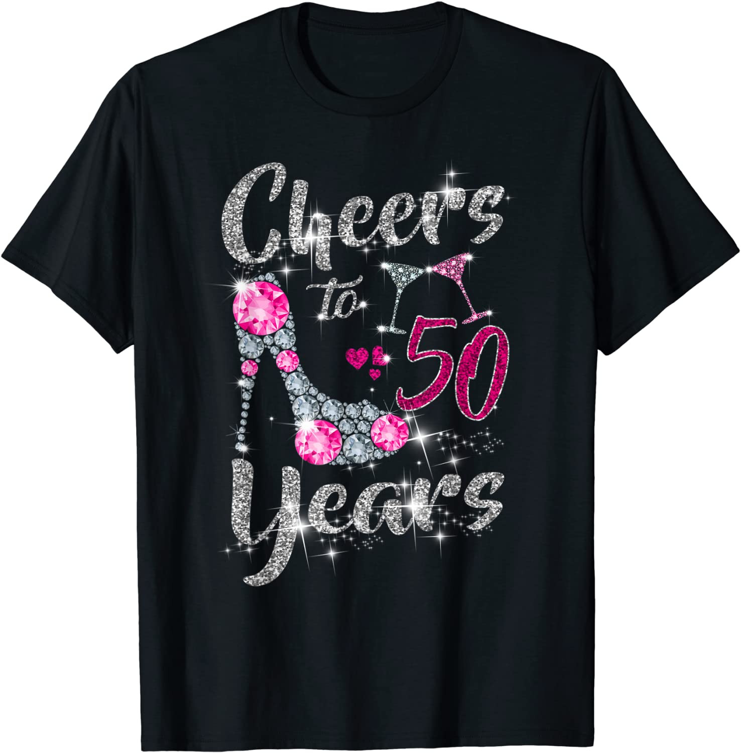 Cheers To 50 Years Old 50th Birthday Wine High Heels T-Shirt