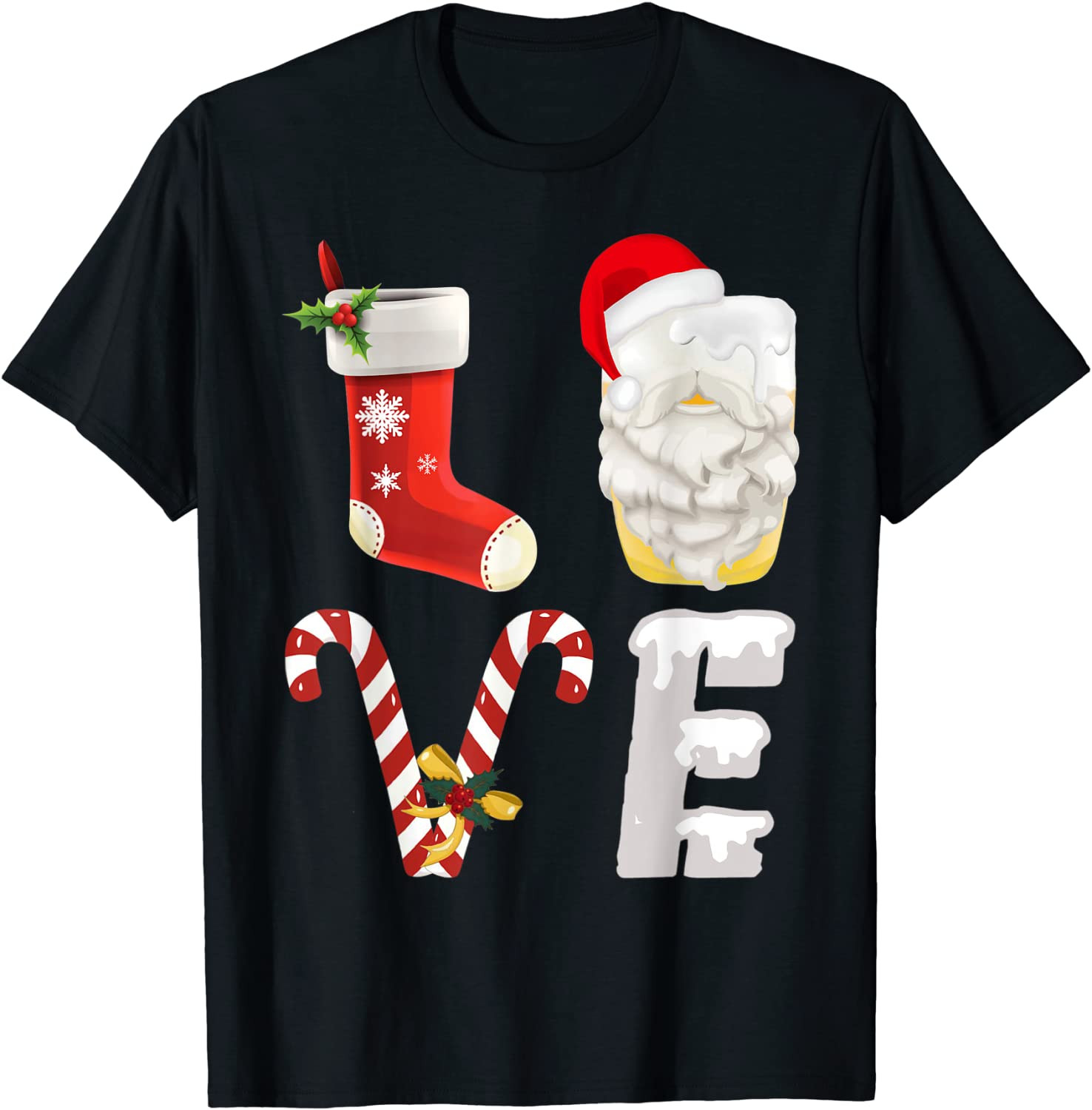 Christmas Beer Santa Love Beer Outfit Beer Lover T-Shirt