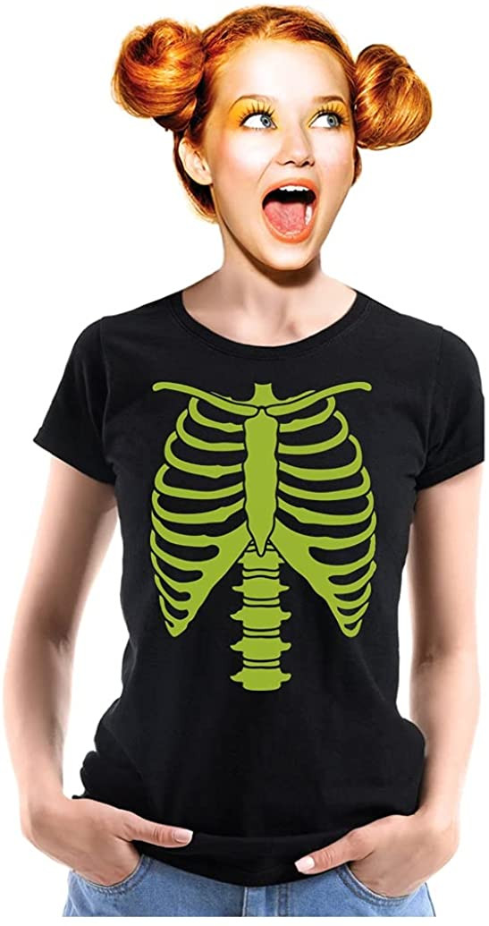 Glow In The Dark Skeleton Rib Cage Women Halloween Women T-Shirt