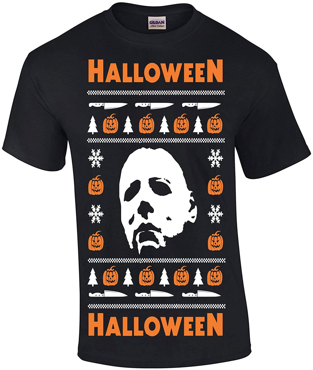 Halloween Scary Mask Ugly Christmas  Theme T-Shirt