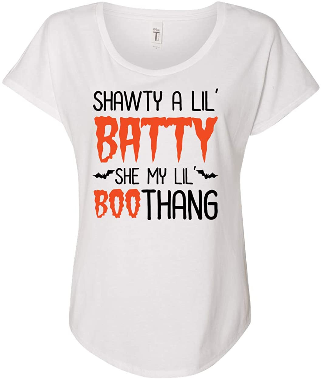 Ladies Shawty A Lil' Batty Halloween Dolman T-Shirt