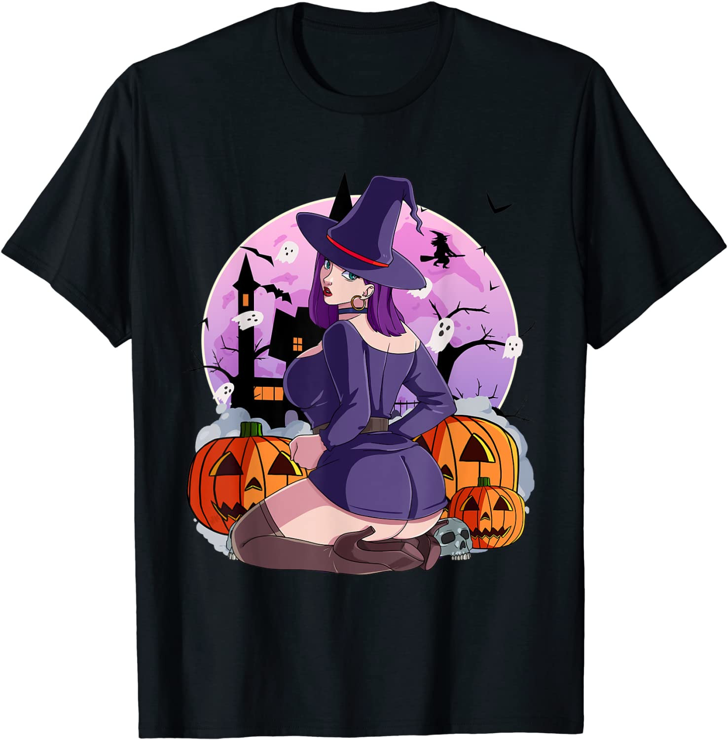 Sexy Witch Halloween Witchcraft Haunted Pumpkin T-Shirt