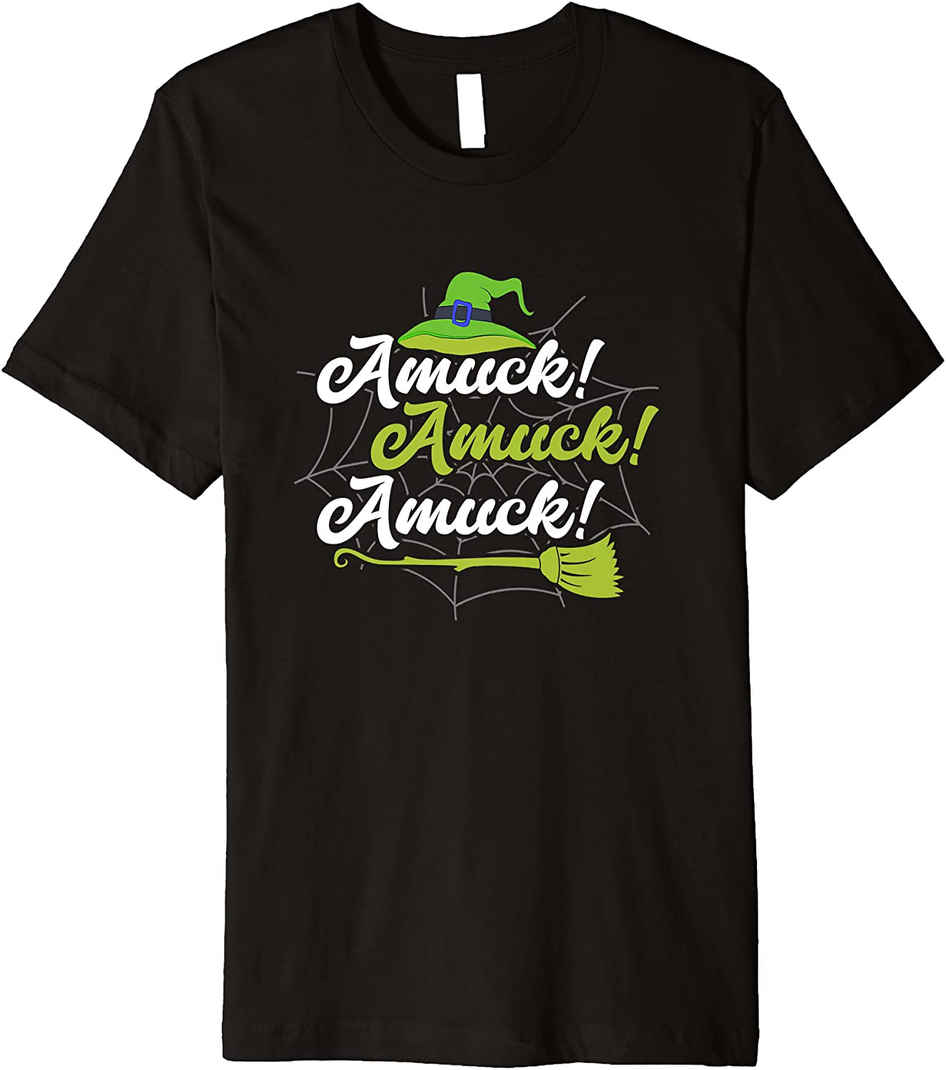 Witch Halloween Amuck Broom T-Shirt