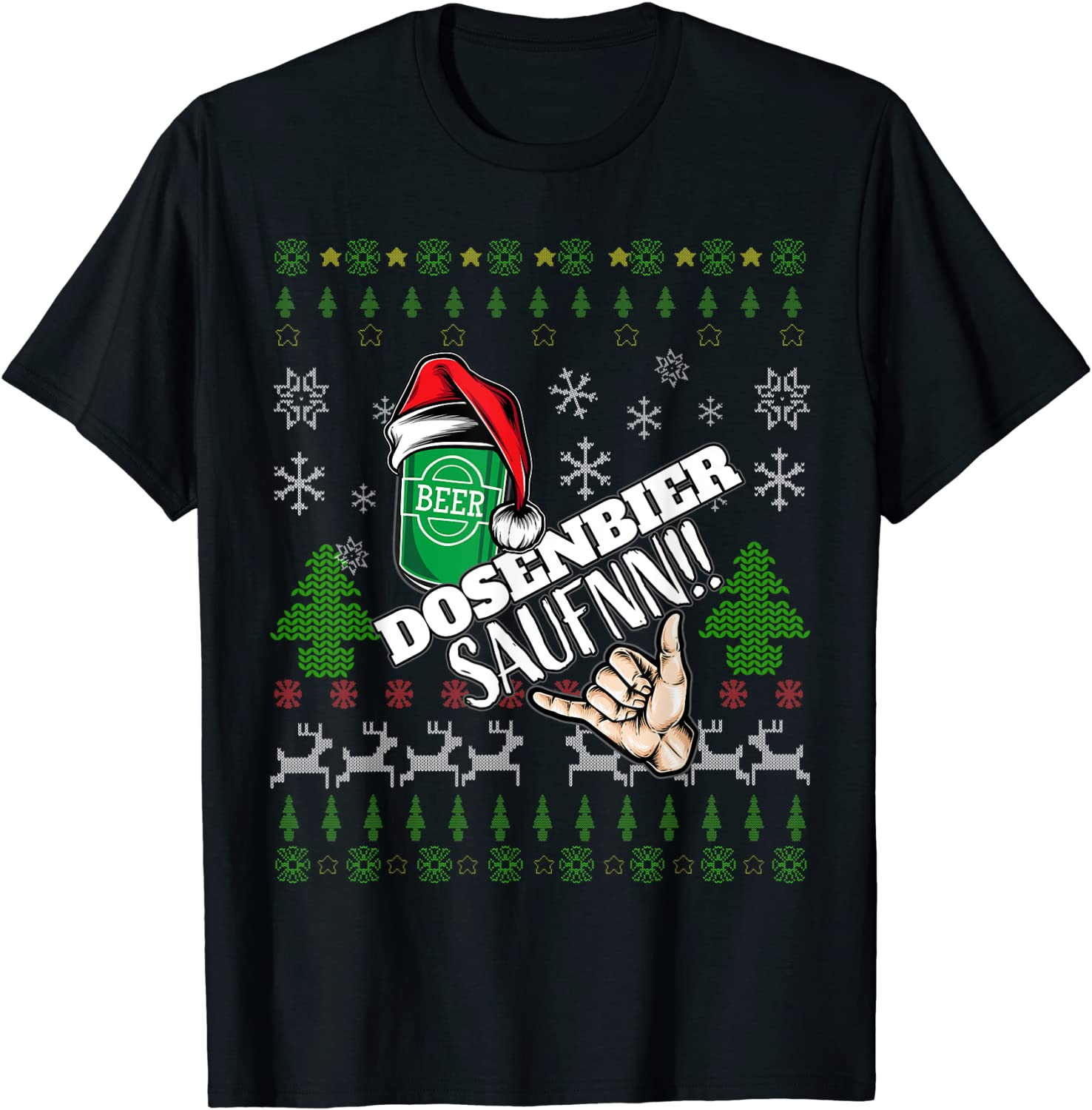 Beer Can Beer Saufnn Drinking Gift Ugly Christmas  T-Shirt