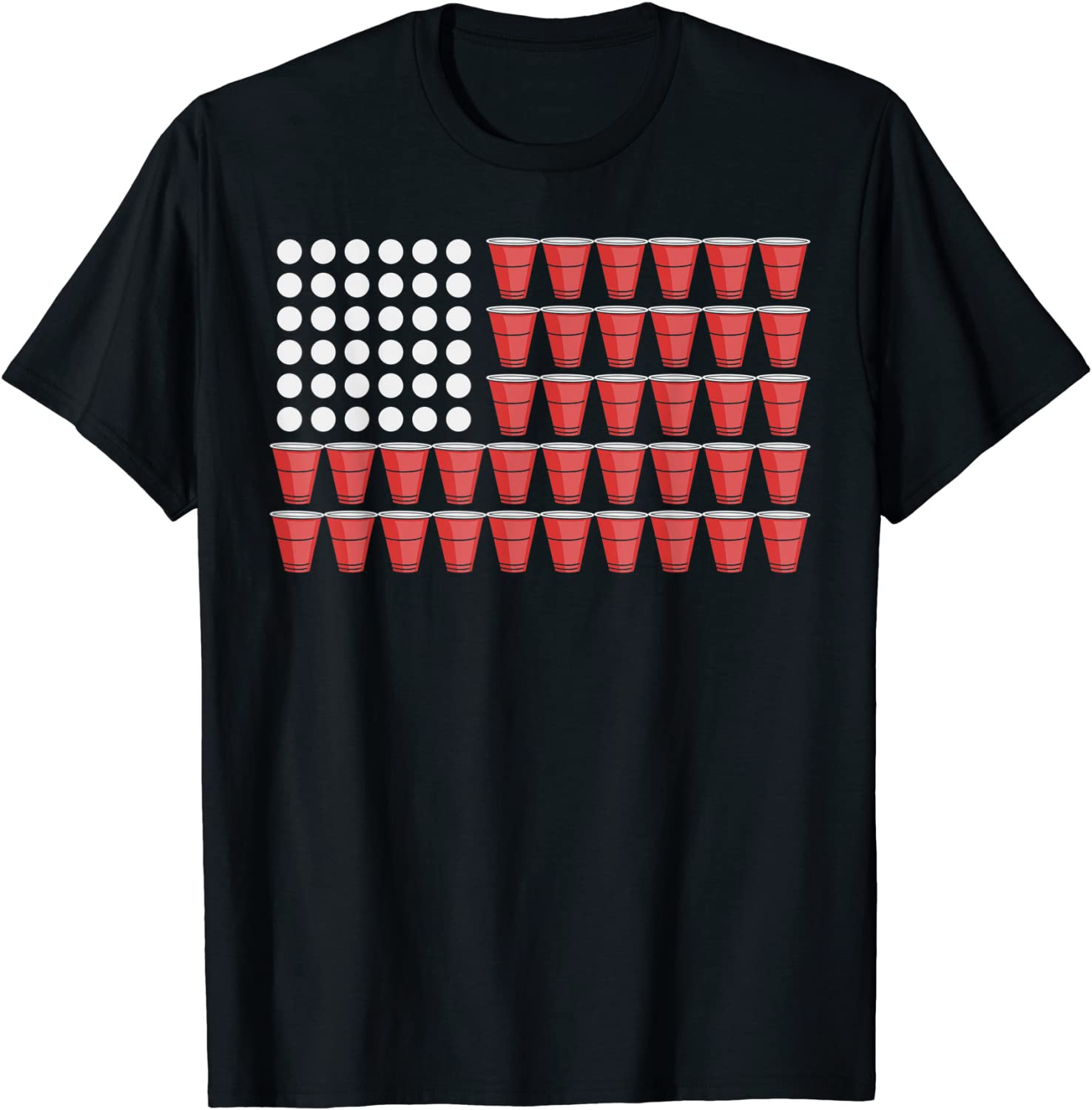 Beer Pong American Flag  T-Shirt