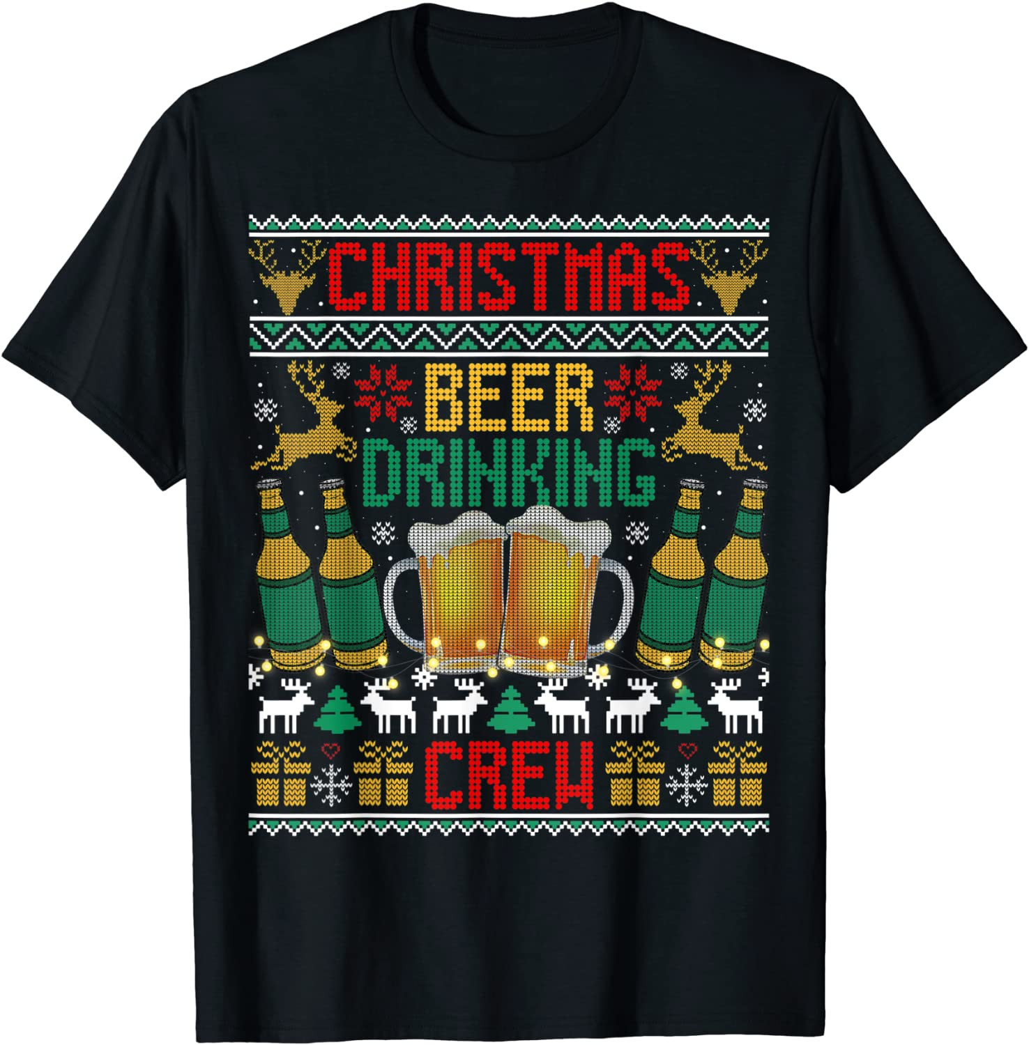 Christmas Beer Drinking Crew T-Shirt