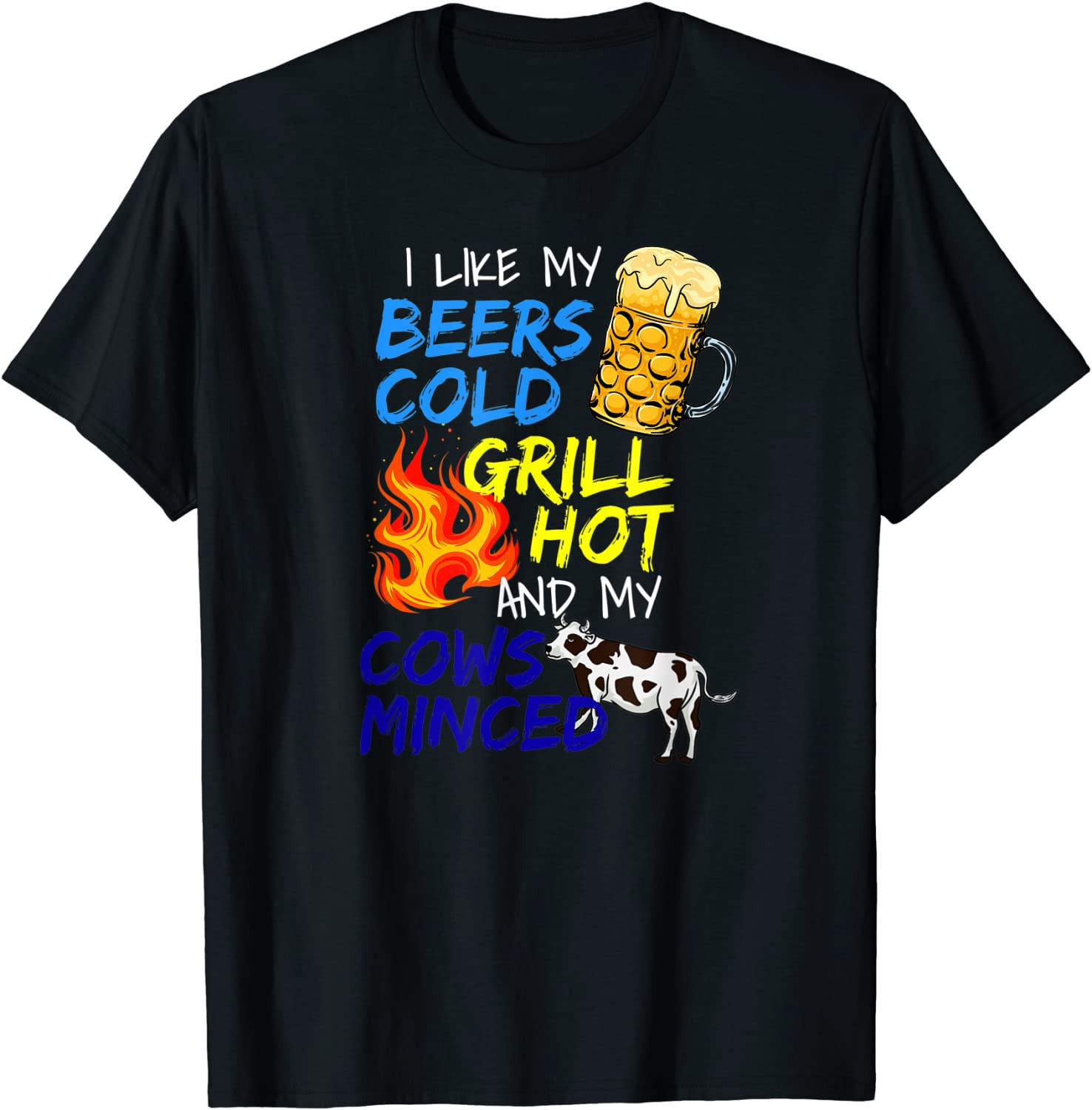 Funny Beer Lover Grillmaster Meat Grilling BBQ Minced Beef T-Shirt