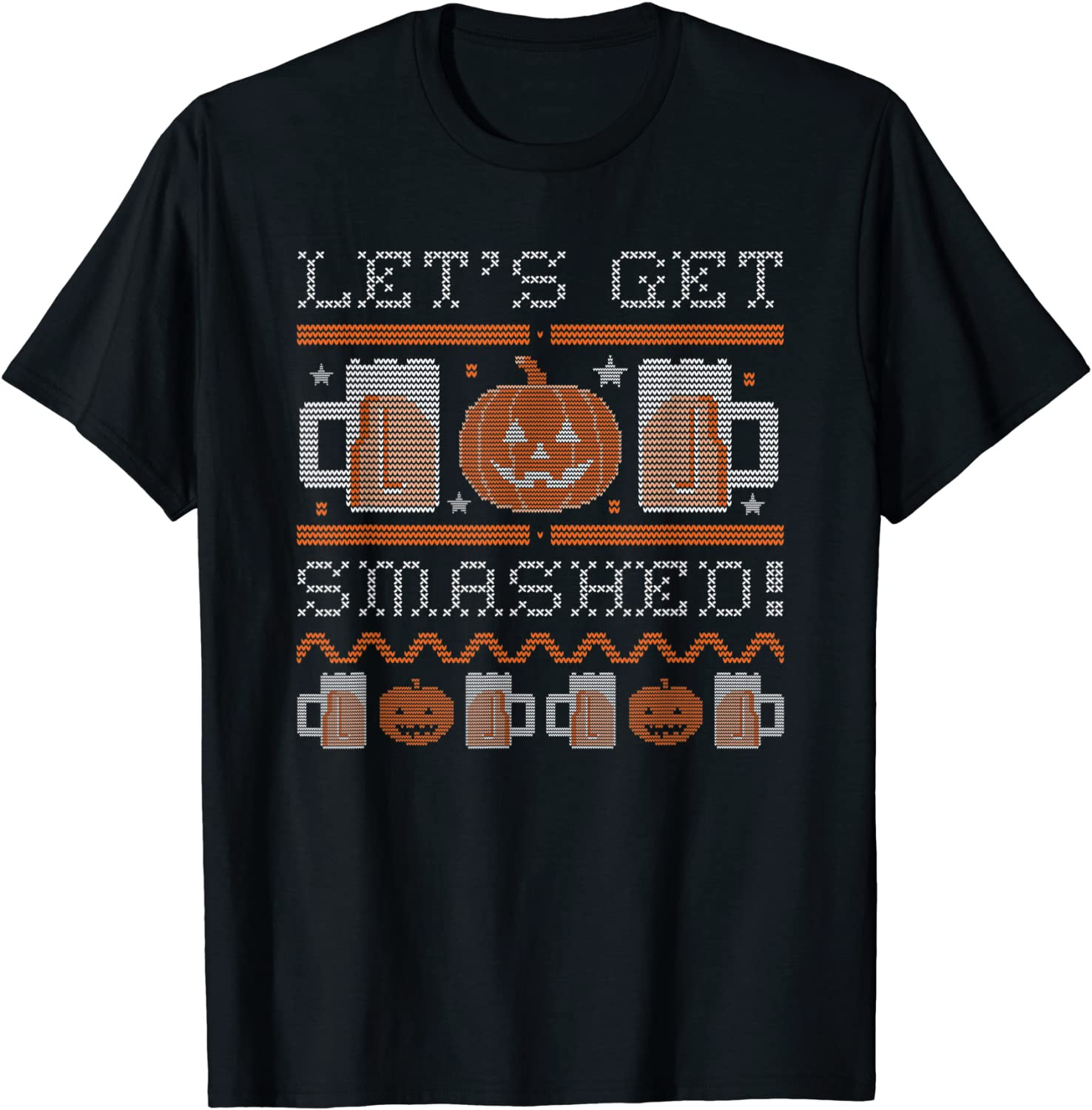 Funny Halloween Lets Get Smashed Ugly  Drinking T-Shirt