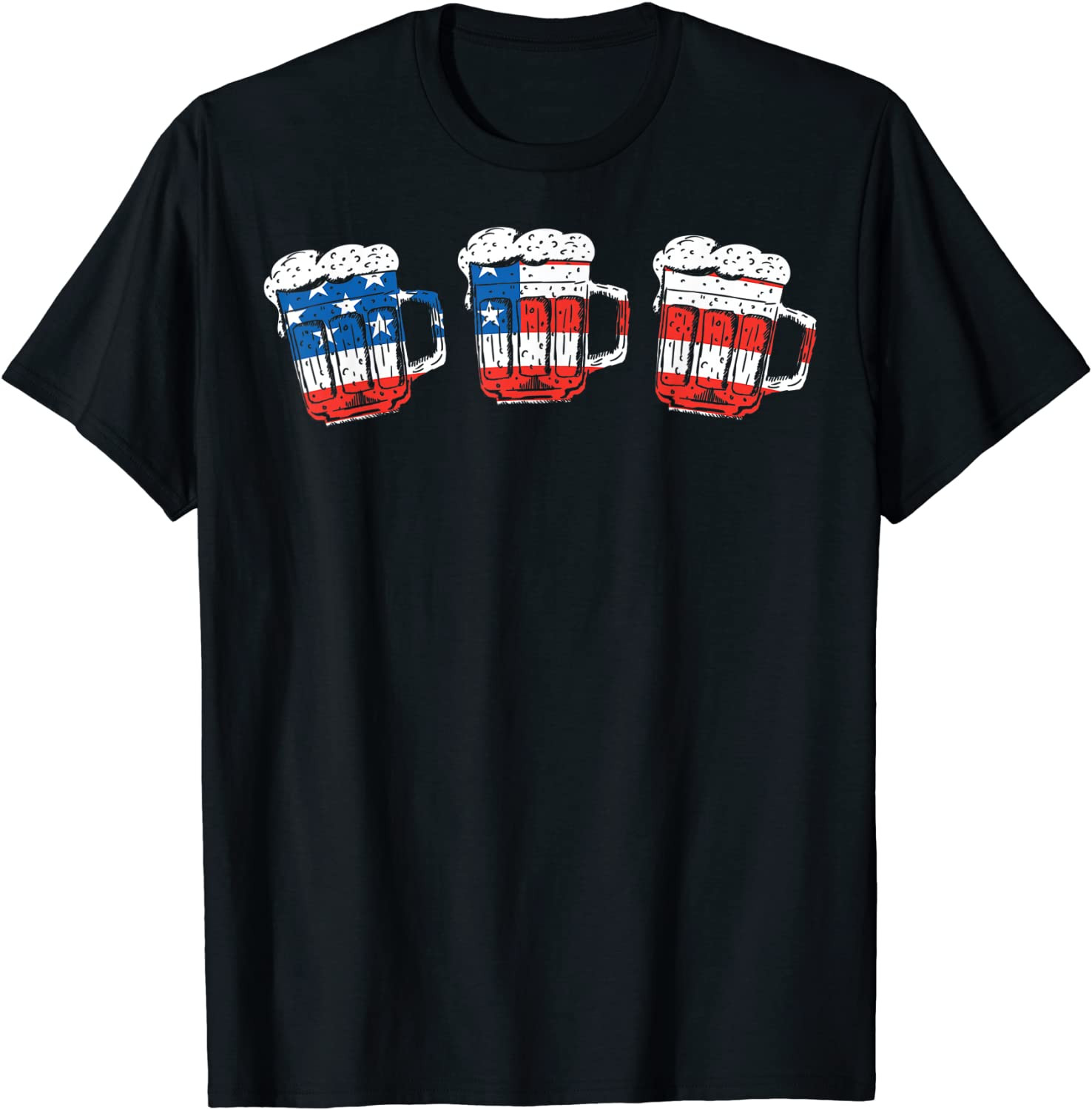 Funny Patriotic American Flag Beer Froth T-Shirt