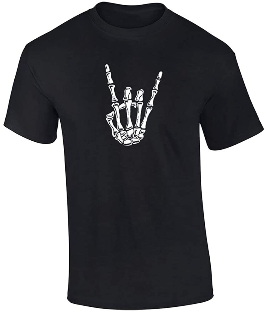 Halloween Rockstar Skeleton Hand T-Shirt