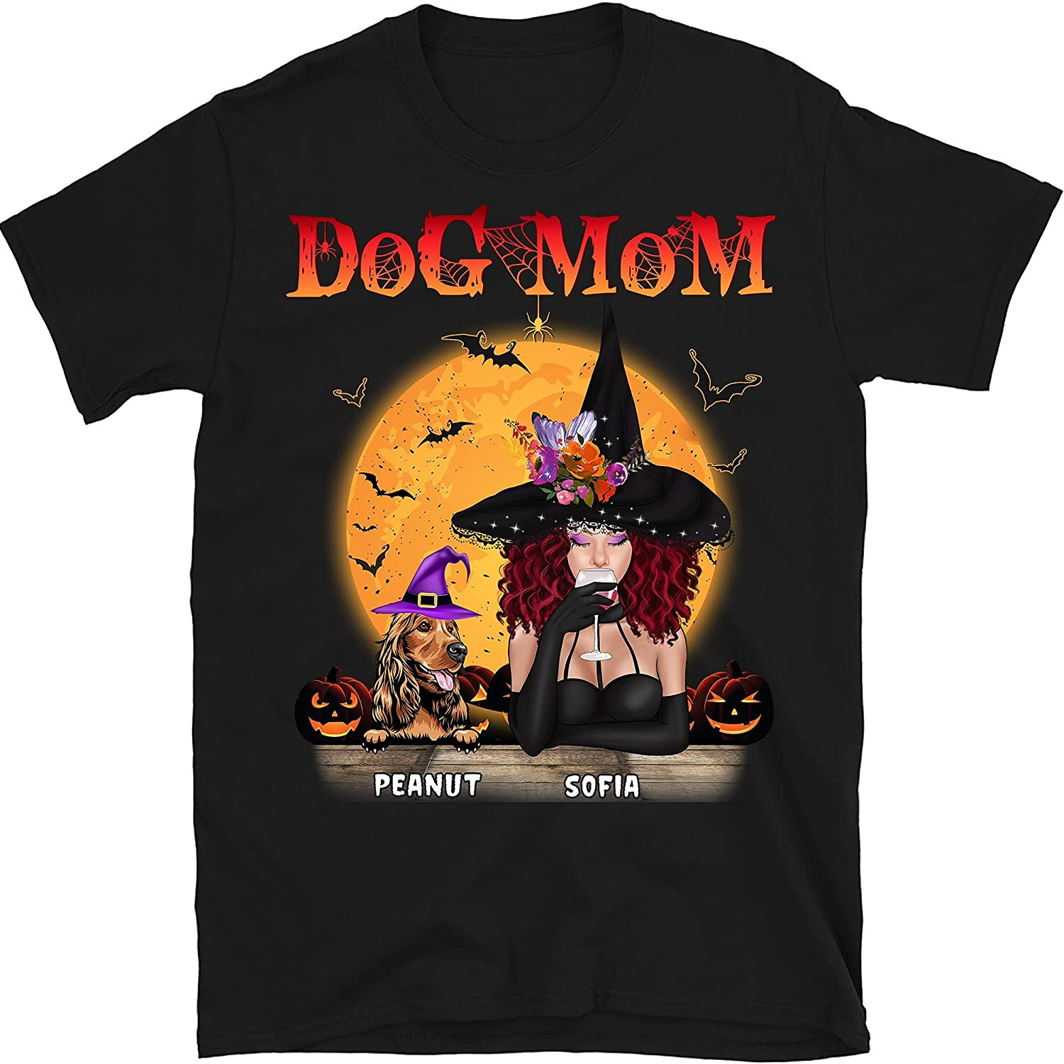 Halloween Witch Dog Mom Personalized  T-Shirt