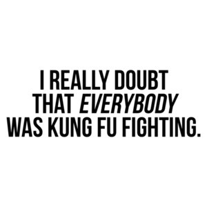 I Really Doubt That Everybody Was Kung Fu Fighting