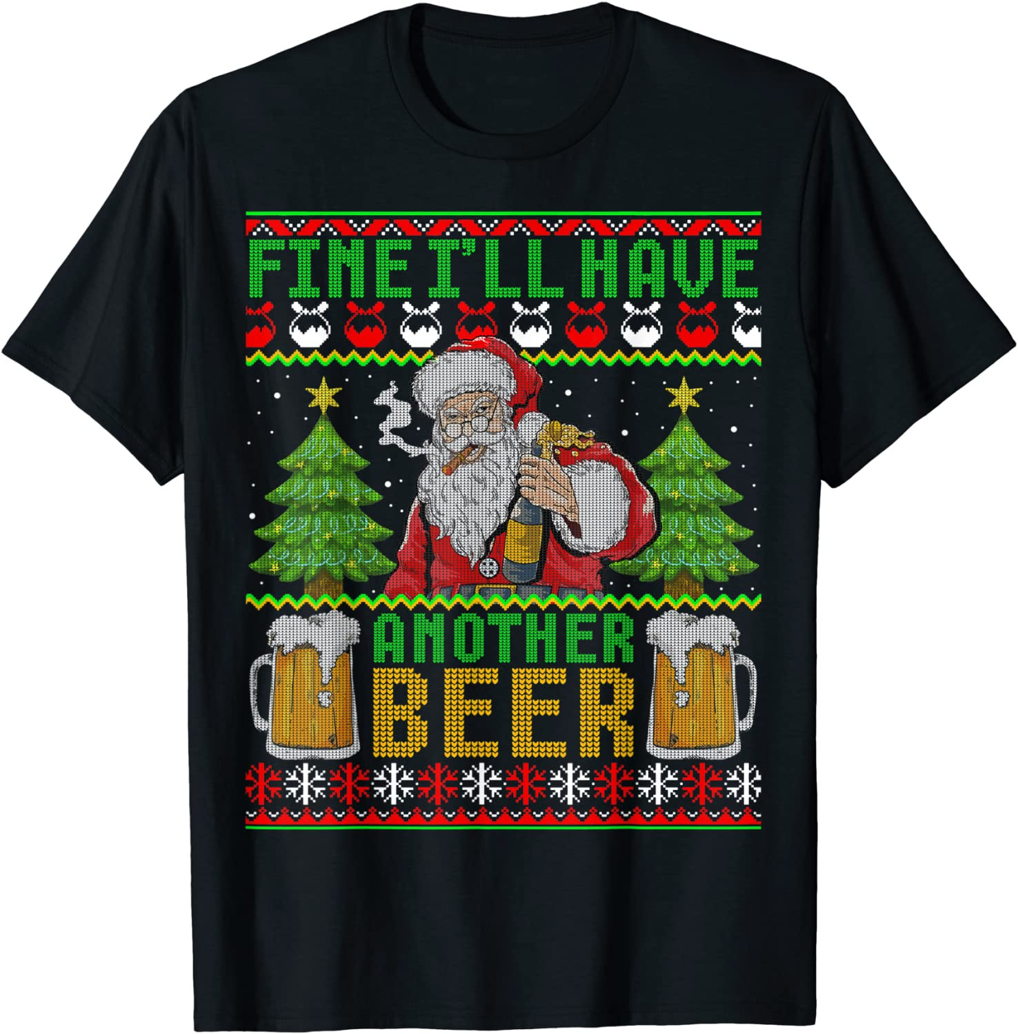 Santa Have Another Beer Drinker Christmas Gifts Ugly  T-Shirt