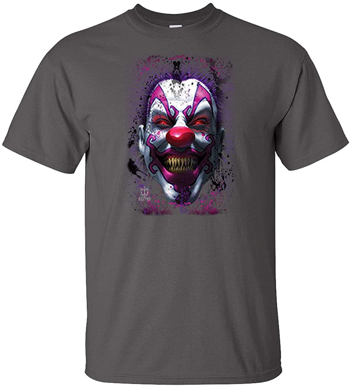 Scary Keep Smiling Purple Clown Face Halloween Evil T-Shirt