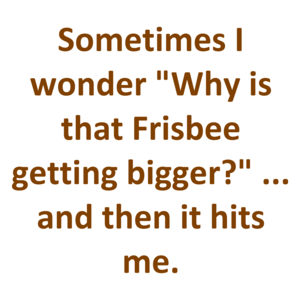 Sometimes I wonder "Why is that Frisbee getting bigger?" ... and then it hits me.