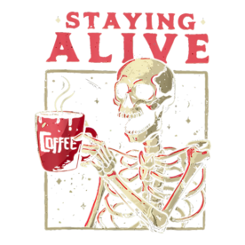 Funny Halloween Staying Alive Coffee Skeleton Stay Spooky T-Shirt