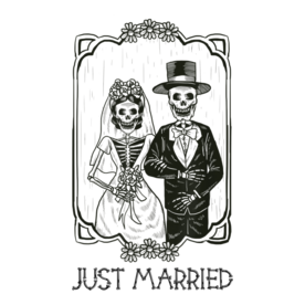 Halloween Skeletons Bride And Groom "Just Married" Funny T-Shirt