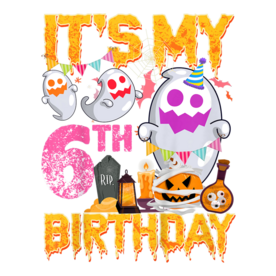 Kids 6 Year Old Gift 6th Birthday Ghost Pumpkin Halloween Costume T-Shirt