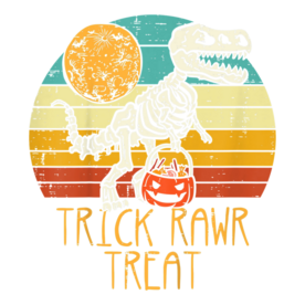 Kids Trick Rawr Treat Skeleton Dino Trex Toddler Boys Halloween T-Shirt