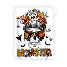 Momster Halloween Costume Skull Mom Messy Hair Bun Monster T-Shirt