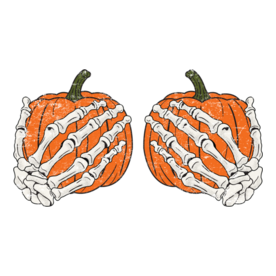 Pumpkin Boobies Skeleton Hands Adult Women's Funny Halloween Sweatshirt