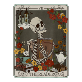 The Reader Tarot Card Funny Skeleton Librarian Halloween T-Shirt