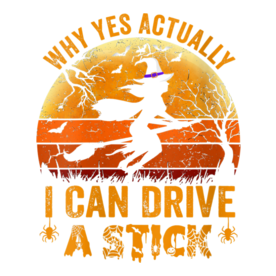 Womens Why Yes Actually I Can Drive A Stick Funny Halloween Witch V-Neck T-Shirt