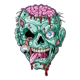 Zombie Face Brain Halloween Boys Men Women Girls Scary Funny T-Shirt