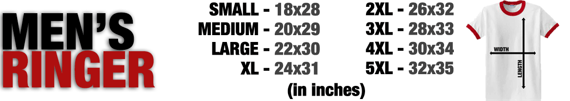 Sizing Chart for Mens Ringer