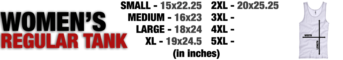 Sizing Chart for Womens Regular Tank